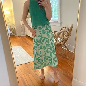 Zara leaf print midi skirt